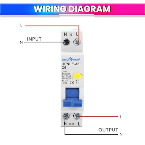 Image of amiciSmart 6A Single Module Circuit Breaker with Over Current, Short-Circuit and Leakage Protection, Shock Proof, 220VAC