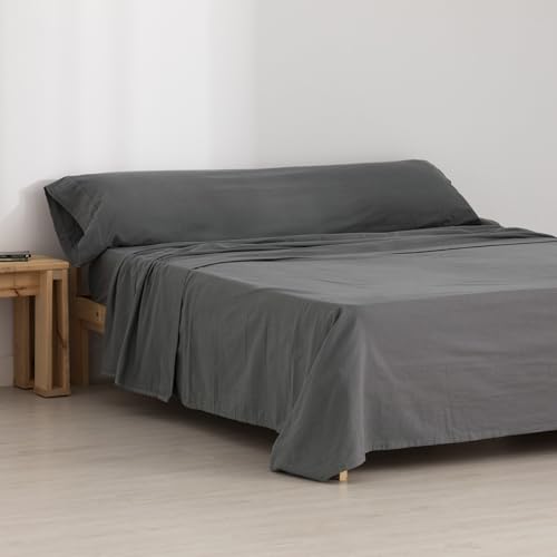 BELUM | Juego Sabanas Franela Titanium 150 100% algodón, Juego sabanas Compuesto por: Encimera: 240x270cm Bajera: 160x200cm + 30 cm Fuelle. Almohada 45x170