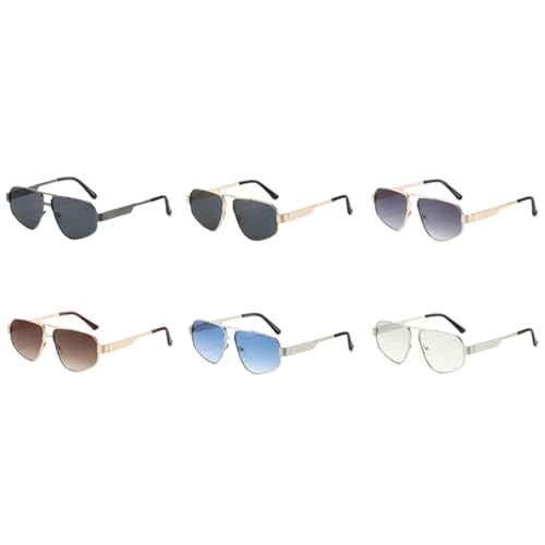 Lunettes de soleil polygone en métal à verres dégradés rétro chic - 3