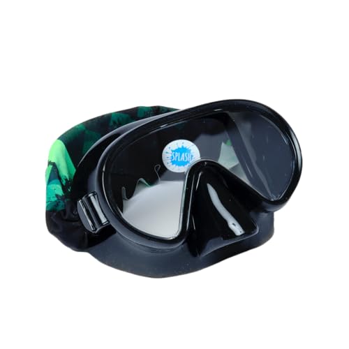 Splash Place Youth MASK with Fabric Strap - Green Fusion | Fun, Fashionable, Comfortable - Kids Swim Goggles with Nose Cover - Youth Swim Snorkel Goggle