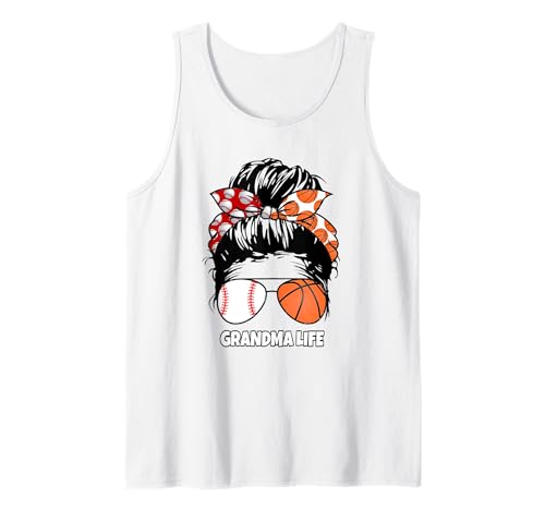 Grandma Life Basketball and Baseball mom funny Tank Top