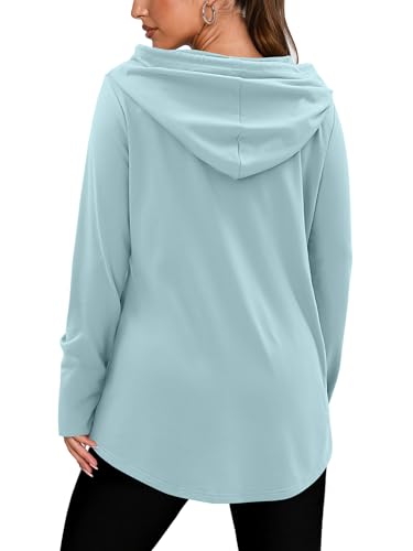 BETTE BOUTIK Womens Quarter Zip Tunic Hoodies Pullover Long Hooded Sweatshirts S-3XL