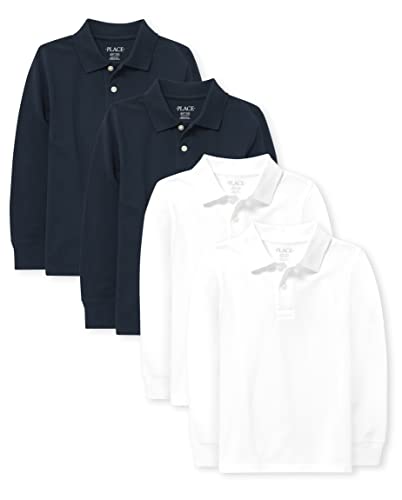 Image of The Children's Place Boys Uniform Long Sleeve Pique Polo