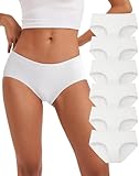 INNERSY White Knickers for Women Cotton Underwear Ladies Hipster Panties Comfy Briefs 6 Pack (12, 6 Basic White)