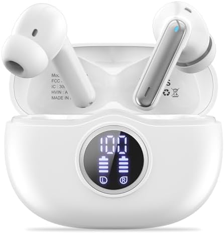 Bluetooth 5.3 Headphones HiFi Stereo 50H Playback LED Digital Display Ear Buds with ENC Noise Canceling Headset