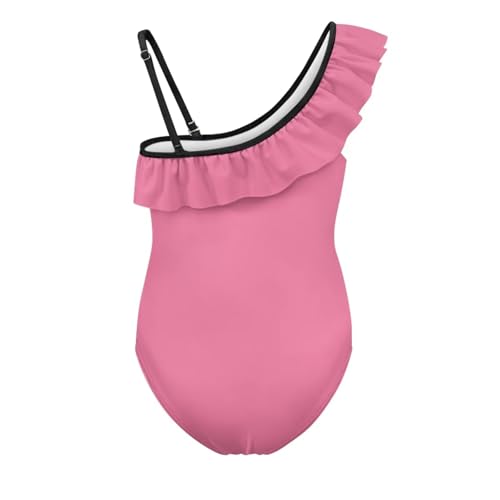 Image of Ladybug Swimsuits for Girls 5-14 One Piece Bathing Suit Kids One Ruffle Shoulder Beach Sport Swimwear