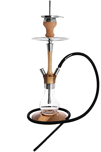 Kaya MADERA HOLZ SHISHA - 63 cm hoch - Holz Edelstahl V2A Wasserpfeife, 2 Anschlüsse + Zubehör (Esche/Eiche) – Bild 3