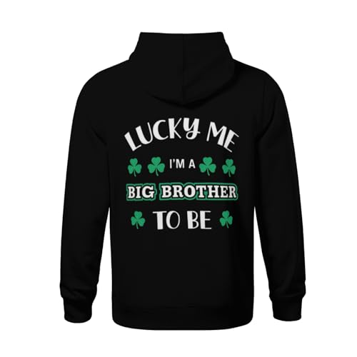 Kids Funny St. Patrick's Day Lucky Me I'm A Big Brother To Be Boys Girls Lightweight Kangaroo Pocket Fleece Hoodies3