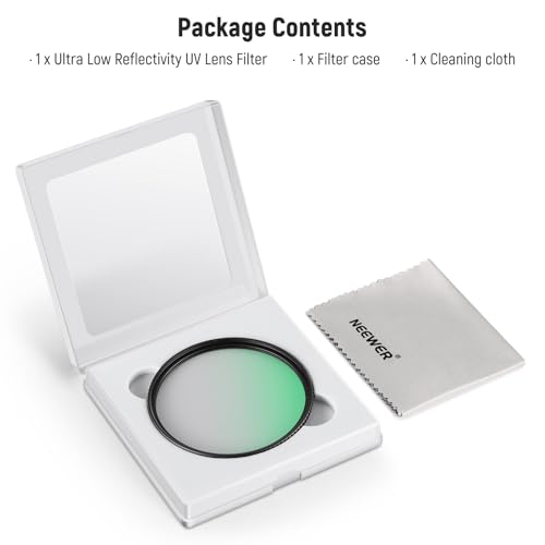 NEEWER 62mm Ultra Low Reflectivity UV Lens Filter, UV Protection Filter with Multi Resistant Coating, HD High Transmittance Optical Glass, Ultra Slim Aluminum Frame, Water/Scratch/Oil Resistant