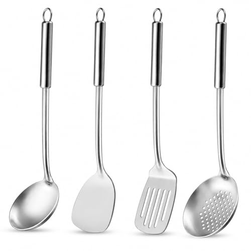 Pleafind Cooking Utensils Set - 4 Pcs Stainless Steel Kitchen Utensils Set with Solid Turner...