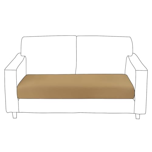 Image of HOKIPO 100% Waterproof 140GSM Stretchable Sofa Seat Cushion Cover 2 Seater, Camel (NEW-AR-5353-CML)