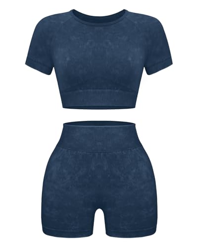 OLCHEE Womens Workout Sets 2 Piece - Seamless Acid Wash