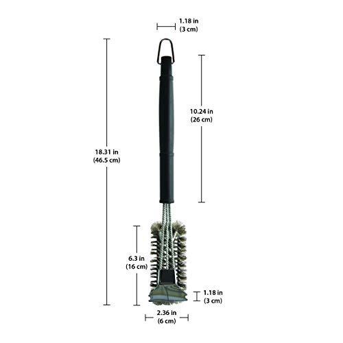 Farberware 5261925 Barbecue Triple Head Grill Brush, 18-Inch, Black - image 3
