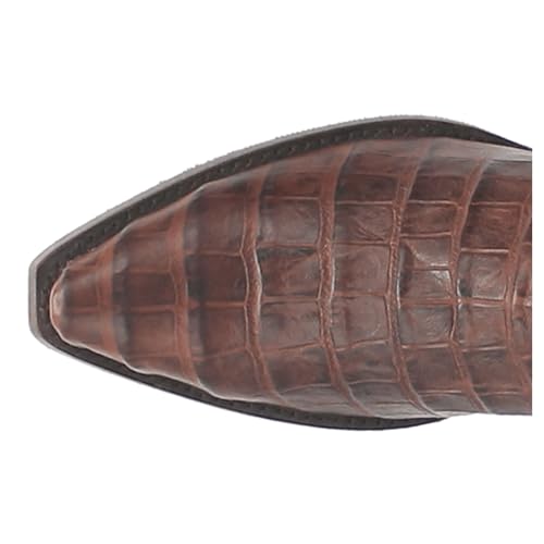 Dingo Mens Gator Embroidered Alligator Print Snip Toe Pull On Casual Boots Mid Calf - Brown4