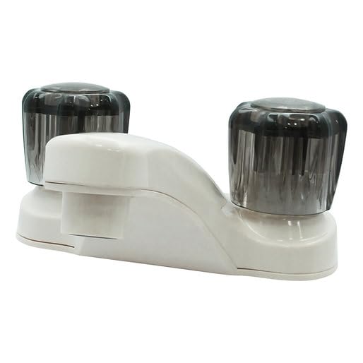 WMF RV Bathroom Faucet with Smoke Handles 4-Inch Centerset 2 Handle Sink Faucet for Camper Travel Trailer Mobile