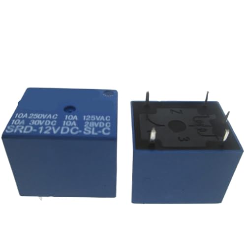 Relais 12V CC SRD-12VDC-SL-C avec pouvoir de coupure 10A 250V CA, lot de 10 pièces