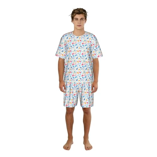 Pyjama homme manches courtes à motif hockey pour soirées matchs
