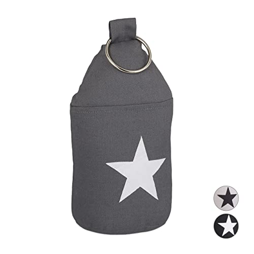 Relaxdays Türstopper Stern Türpuffer Stoff Türsack Boden extra hoch mit Griff dekorativ HxD 23 x 11 cm dunkelgrau