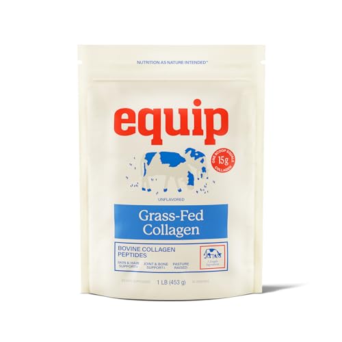 Equip Foods Grass Fed Collagen Powder | Hydrolyzed Bovine Collagen Peptides with Amino Acids | Prime Beef Collagen for Healthy Joints Skin & Nails | Non-GMO Paleo Friendly | 30 Servings Unflavored
