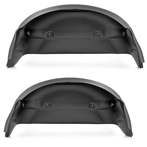 Image of Rough Country Rear Wheel Well Liners for Ford F-250 /F-350 Super Duty (2017-2026) - Heavy-Duty Black HDPE Fender Guards for Mud & Debris, Made in USA