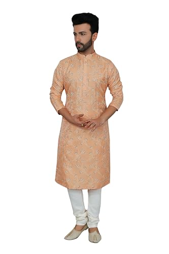 Men's Dupion Printed Kurta, Multicolor, Straight Fit, Mandarin Collar, Long Sleeves, Dupion Fabric3