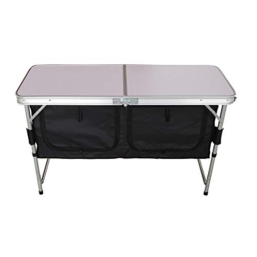 CHARLES BENTLEY Odyssey, Camping Storage Table, Portable, Low Side Shelf, Lightweight, Aluminium, Organiser Cupboards, Adjustable Legs, Foldable, Zip Up Storage Compartments, For BBQ (47x120x68cm)