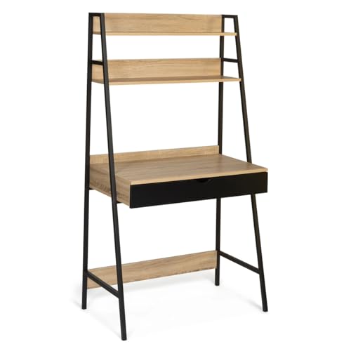 IDMarket – Escritorio estante 1 cajón negro...