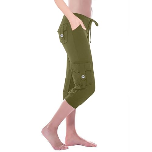 Women's Cropped Cargo Pants with 6 Pockets Capris Plus Size Dressy Lightweight Baggy Relaxed Fit Cargos for Hiking