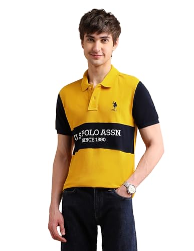 Image of U.S. POLO ASSN. Solid Slim Fit Polo T Shirts for Men - 100% Cotton, Half Sleeves Mens Tshirt