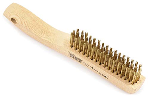 Image of Forney 70519 Wire Scratch Brush, Brass with Wood Shoe Handle, 10-1 /4-Inch-by-.012-Inch. Sold as 3 Pack
