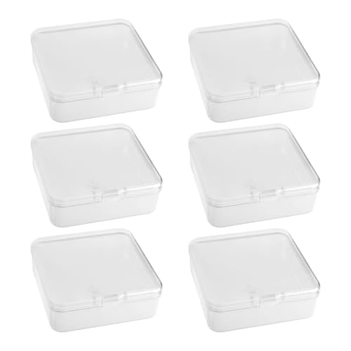 FISHSHOP 6 Piezas Cajas de Contenedores de Almacenamiento de Plástico Transparente, Mini Caja de Almacenamiento para Artículos Pequeños y Otros Proyectos de Manualidades
