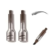 Liquid Eyebrow Brush, Brow-Fection Angled Brush & Dip Liquid Brow Hair Strokes Pen, Smudge Proof Eyebrow Pencils, Eyebrow Contouring Pen, Waterproof Long Lasting (Espresso+Chocolate)