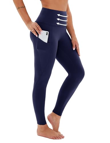 Viconow Kompressions-Leggings für Damen mit Taschen, Bauchkontrolle, hohe Taille, Übergröße, Shapewear, Yogahose (S-3XL), Marineblau, XX-Large Viconow Kompressions-Leggings für Damen mit Taschen, Bauchkontrolle, hohe Taille, Übergröße, Shapewear, Yogahose (S-3XL), Marineblau, XX-Large