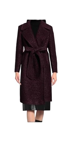 Elegant Plum Purple Women's Winter Coat with Belted Wool Blend