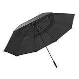 Hanshanyan 180cmゴルフ傘長い傘ようこそ釣り男性防風防水傘超高強度グラスファイバー暴風雨特大 男性用強力傘防風 ロング傘シャフトダブルキャノピー 71インチオーバーサイズ傘 東京オリンピックや学校の活動に適しています 軽量 日焼け防止 (直径180CM,ブラック)