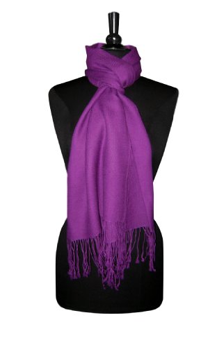 100% Wool Pashmina Solid Scarf PURPLE INDIGO Color Womens Shawl Wrap2