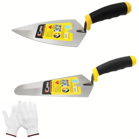 JinChengnan 2pcs Pointing Trowel/Gauging Trowel Set,Margin Trowel Bricklaying Trowel with Soft Grip Handle for Outdoor and Indoor Construction, Industrial Construction, etc. (9'') Cover