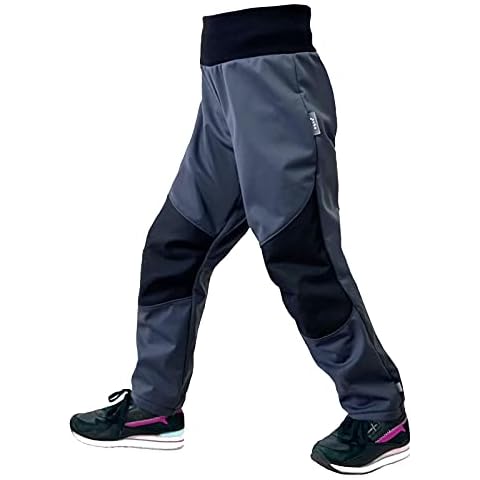 Kinder Softshell Hose Flexi mit Fleece Elastische Wasserabweisend und Winddichte Atmungsaktive Outdoorhose Funktionshose Freizeithose Cover