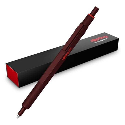 rOtring 600 Bolígrafo | Punta media | Tinta negra | Cuerpo metalizado completo | Trufa chocolate | Agarre estriado antideslizante y cuerpo hexagonal | Recargable