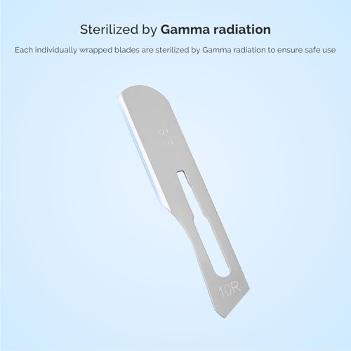 Image of JMU 100pcs Scalpel Blades #10R, Stainless Steel Sterile Surgical Blades, Individually Foil Wrapped