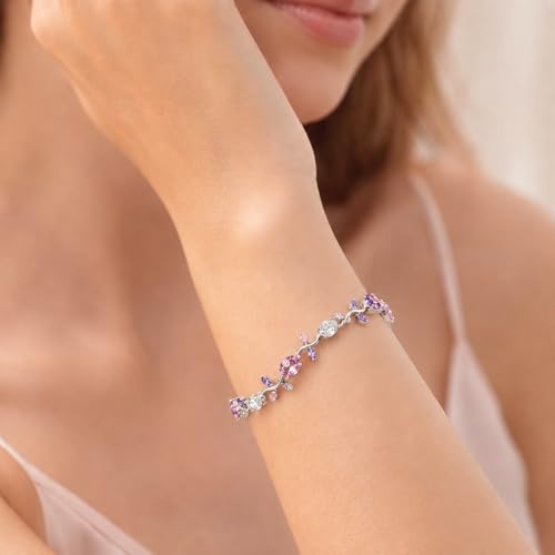 Image of Trending Tulip Bracelet for Women Stylish | Silver and Gold Toned Crystal Floral Tulip Bracelet for Girls & Women | Rapunzel Inspired | Romantic Gift Jewellery