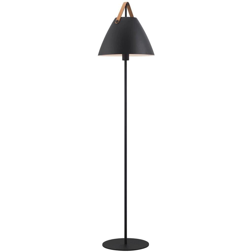 Nordlux Black Strap Indoor Floor Lamp Metal E27 Brown & Strap - Living Room, Bedroom, Bedside Mains Powered, Ip20