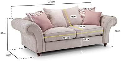 Honeypot - Sofa - Roma Chesterfield - Beige Fabric - Corner - 3 Seater - 2 Seater - Chair - Footstool -(3 Seater)