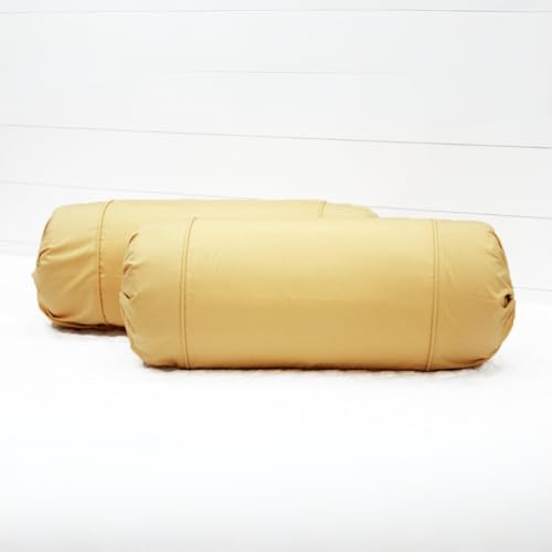 Image of AURAVE Cotton 210 TC Bolster Cover with Drawstring Closure, Set of 2, Soft Breathable Durable Machine Washable for Sofa Bed & Home Decor, 15 inchx30 inch Gold | Cover Only