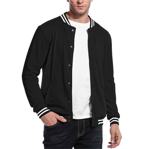 crazynekos Men's Fashion Flight Bomber Jacket Lightweight Solid Color Coat Sportwear Button Windbreaker