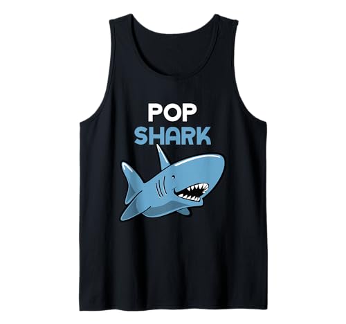 Mens Pop Shark Cool Funny Family Tank Top