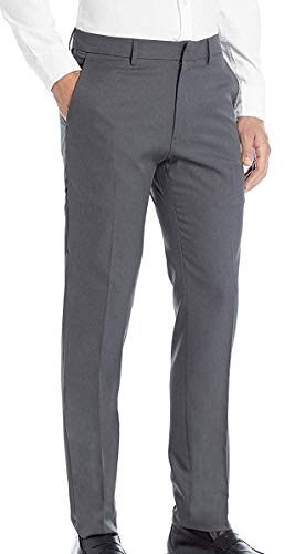 Kenneth Cole REACTION Men's Techni-Cole Performance Slim Fit Dress Pant, charcoal heather, 34Wx32L