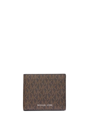 Michael Kors Carteira masculina Greyson Billfold, assinatura marrom/preta, tamanho único