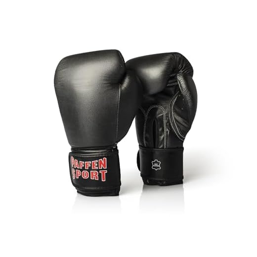 Paffen Sport KIBO Fight Echtleder-Box- und Kampfsporthandschuhe für das Sparring; schwarz; 12UZ