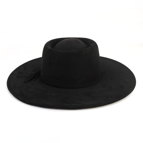 Image of LIDHAY Wide Brim Fedora Hat for Men Women Big Rancher Felt Hat Pork Pie Jazz Hat